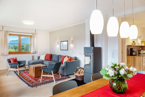 Televisión y chimenea 