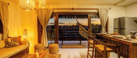 Premium-Apartment, 2 Schlafzimmer, Balkon | Wohnbereich