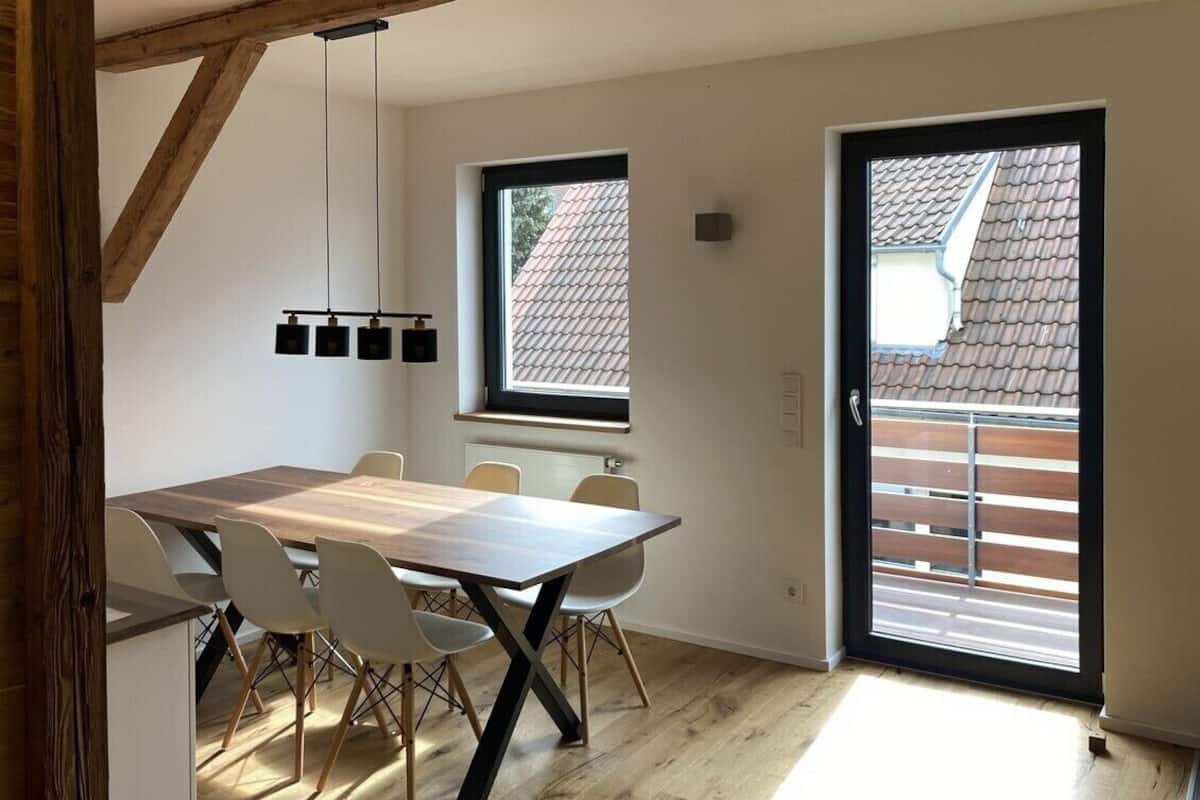 Nhà Duplex, 3 phòng ngủ, không hút thuốc, ban công | Khu vực ăn uống tại phòng