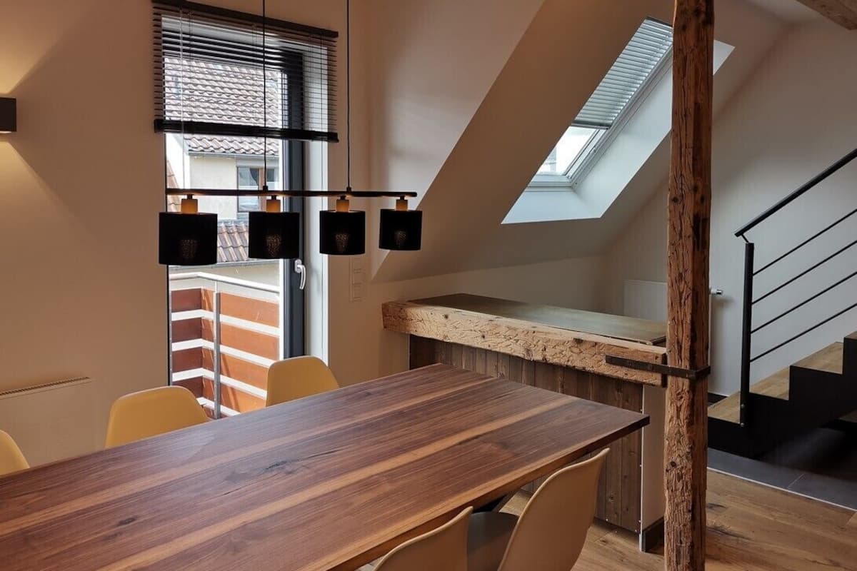 Nhà Duplex, 3 phòng ngủ, không hút thuốc, ban công | Khu vực ăn uống tại phòng