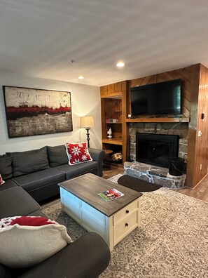 TV, fireplace