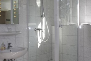 Hair dryer, towels, toilet paper