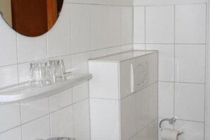Hair dryer, towels, toilet paper