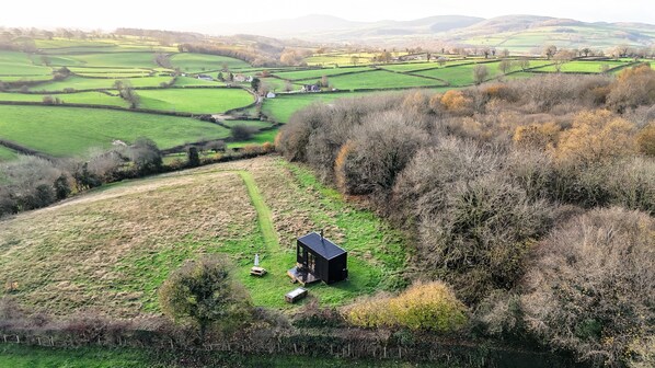 Aerial view - Family Friendly Off-Grid Cabin In North Wales (Holywell)