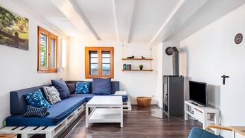 Fernseher, Kamin, DVD-Player, Stereoanlage