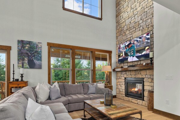 TV, fireplace