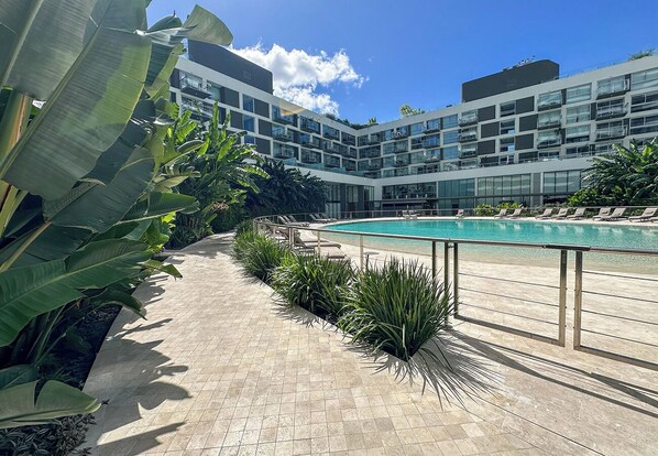 Indoor pool, seasonal outdoor pool