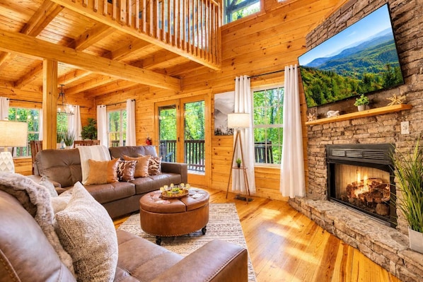 Smart TV, fireplace, video games, stereo