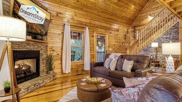 Smart TV, fireplace, video games, stereo