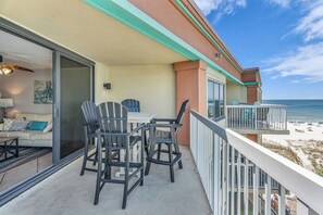 Outdoor dining - Beachfront Bliss 2 BR w\ Heated Pool & Ocean View (Orange Beach)