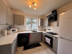 Kühlschrank, Mikrowelle, Ofen, Herdplatte