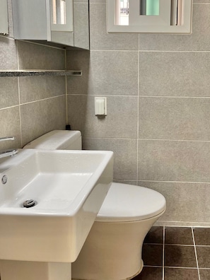 Sèche-cheveux, serviettes fournies, savon, papier toilette
