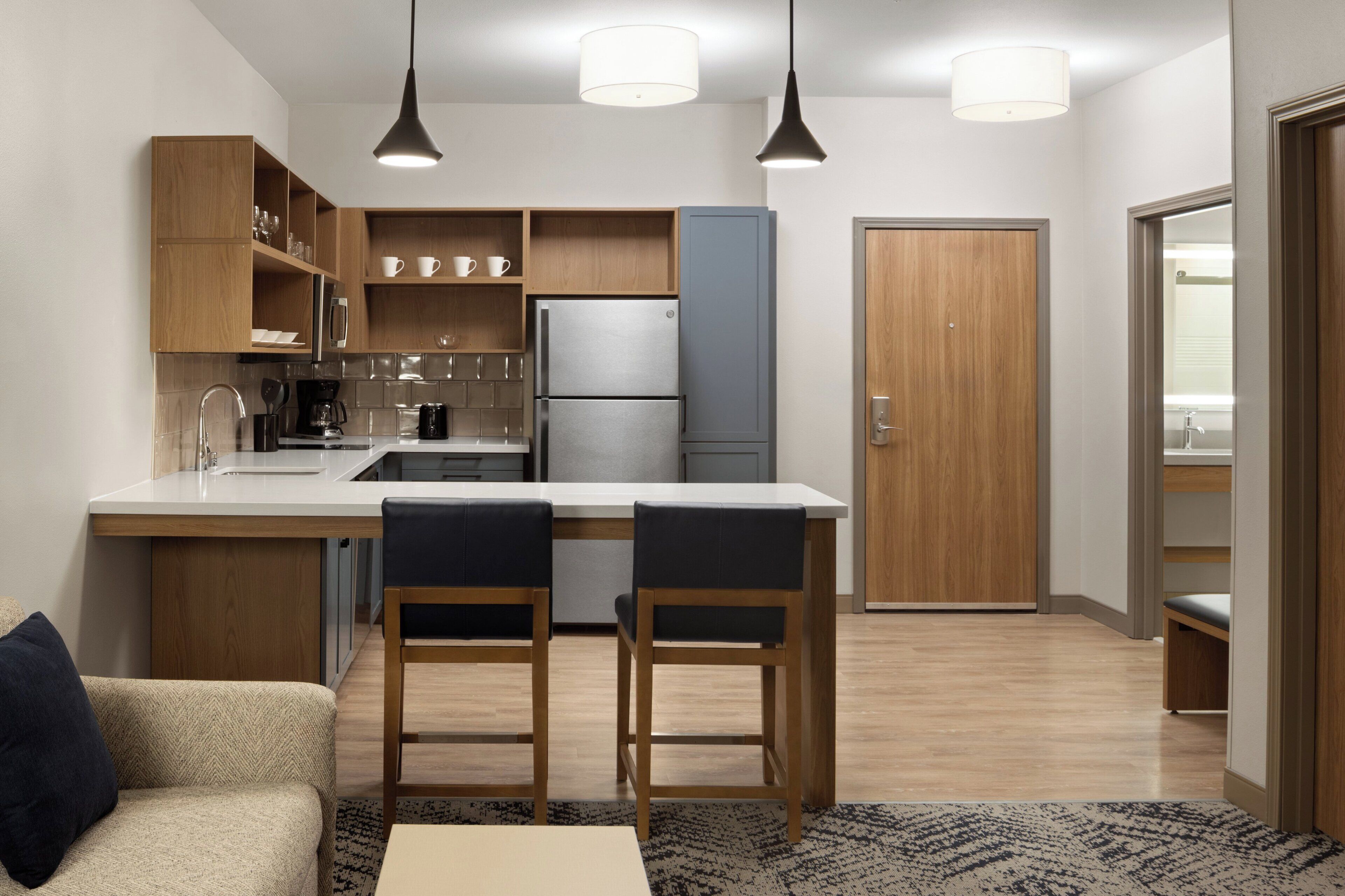 Premium bedding, pillow-top beds, desk, laptop workspace