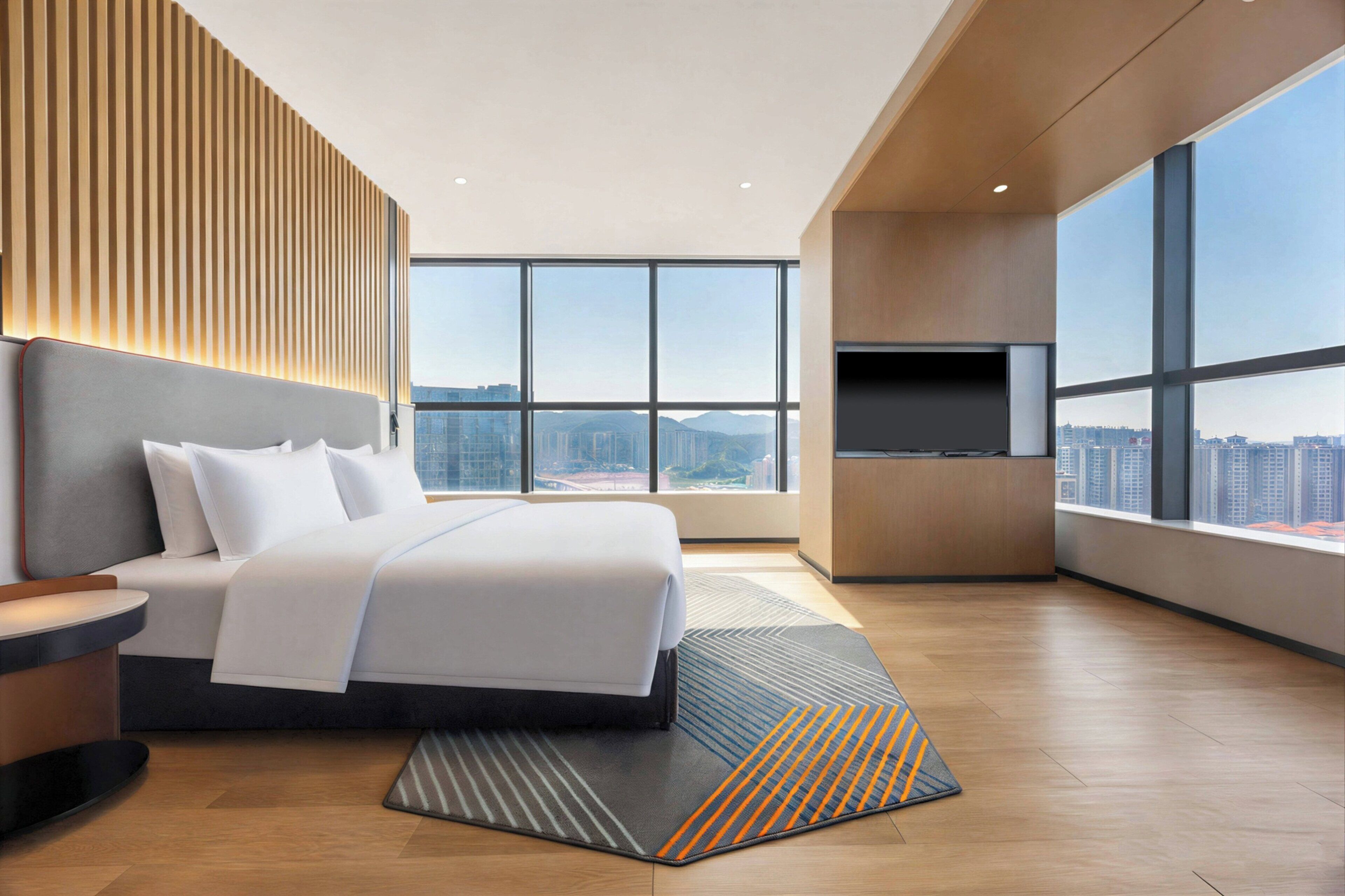 Premium bedding, down duvets, desk, laptop workspace