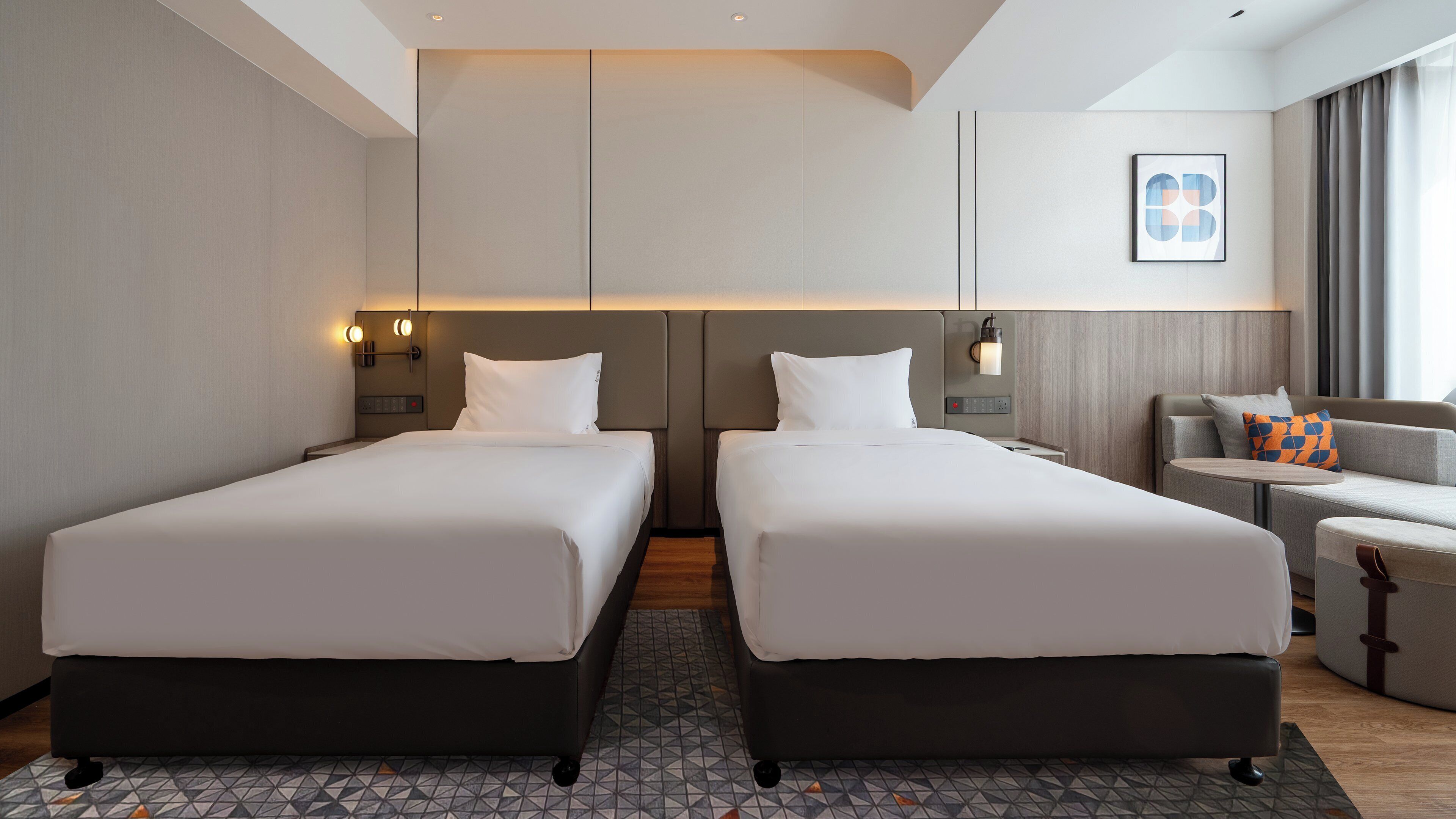 2 Double Standard Accessible | Down comforters, desk, laptop workspace, blackout drapes