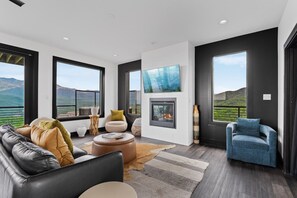 TV, fireplace