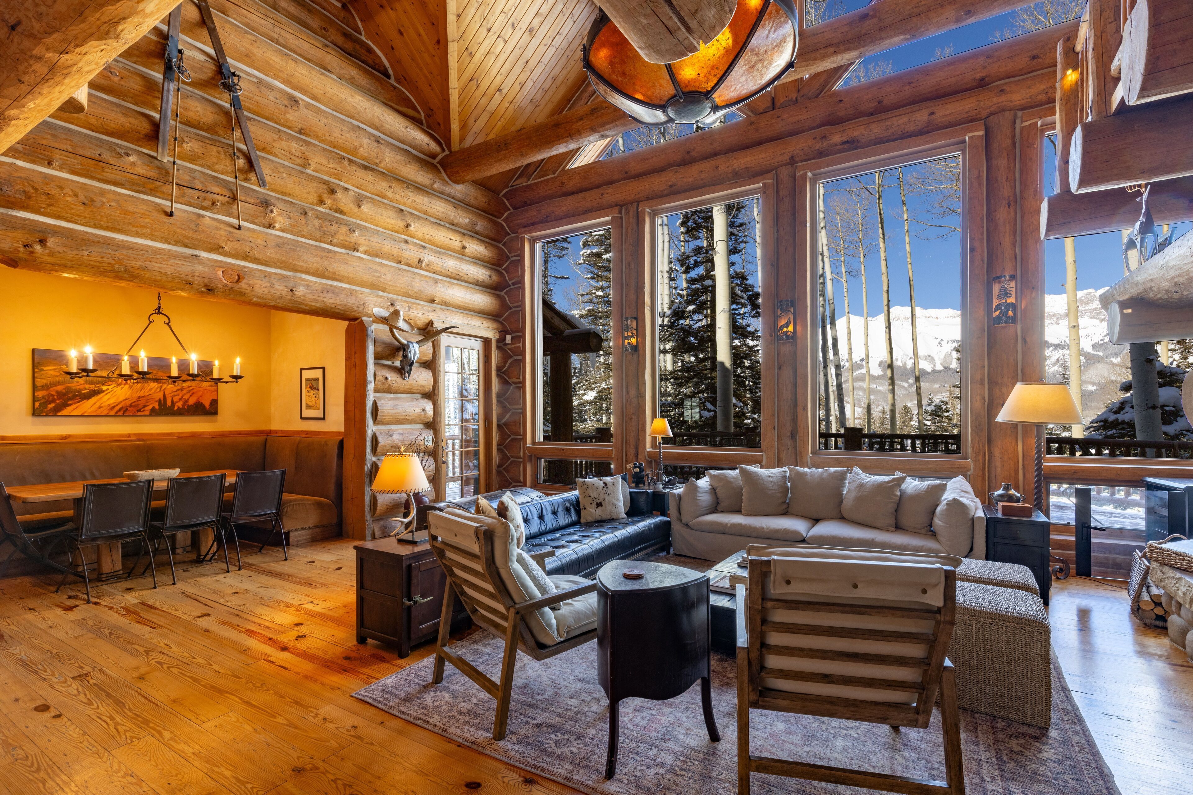 TV, fireplace, books, stereo