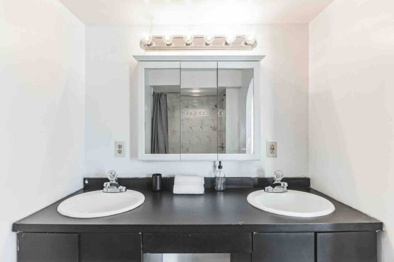 Hair dryer, soap, shampoo, toilet paper