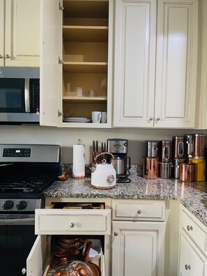 Microwave, oven, stovetop, dishwasher