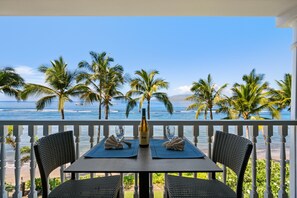 Soak up panoramic ocean views, refreshed gardens, and sparkling resort pool scenery—a perfect place for sunrise coffee or sunset cocktails. - Relaxing Oceanfront Escape – Lahaina Shores 421 (Lahaina)