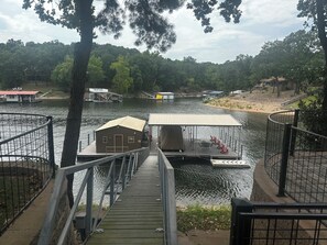 Terrace/patio - Beautiful waterfront home on Grand Lake, Fire pit, private dock in Fishtail Cove (Afton)