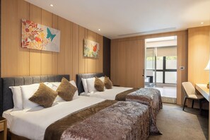 Basic Quadruple Room, Mountain View | Down comforters, free minibar, in-room safe, desk