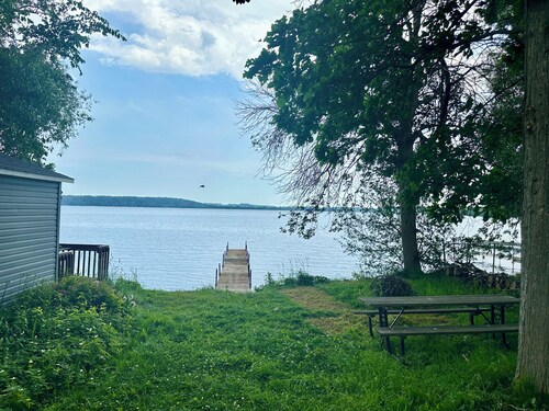 Retro Lakefront Cottage with Dock, Private Lake Access, Rice Lake