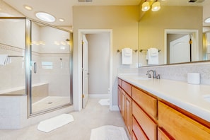 Hair dryer, towels