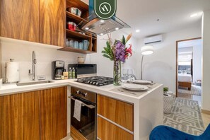 Fridge, microwave, oven, stovetop - Centric 1 BR Condo in Zona Romantica - Pool (Puerto Vallarta)