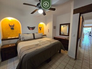 1 bedroom, desk, iron/ironing board, travel crib