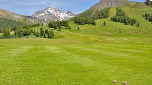 A green field with a mountain in the background. - La Casa Di Dada With Terrace and Garden (Oulx)