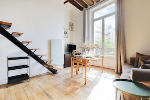 TV, fireplace