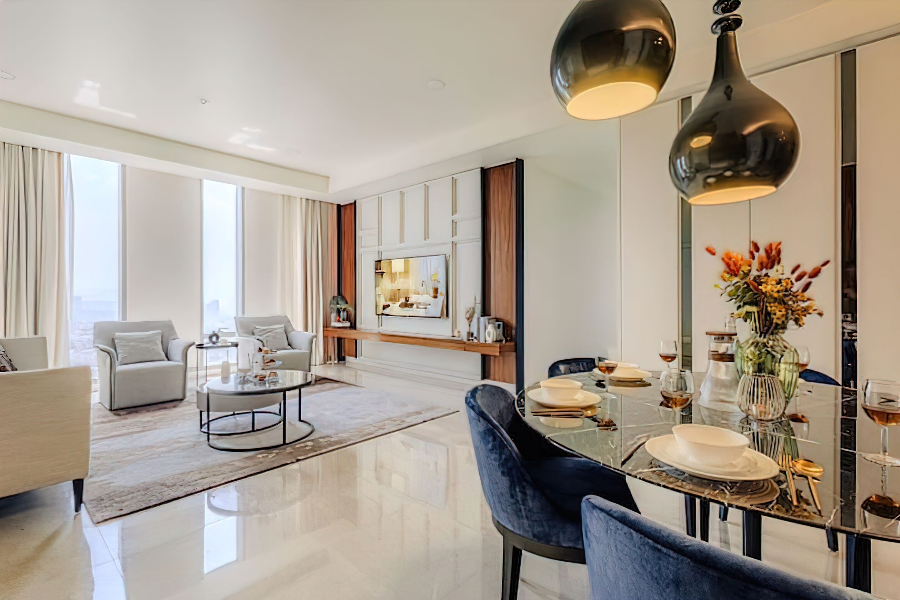 高級公寓, 3 間臥室, 陽台, 城市景觀 | 房內用餐區