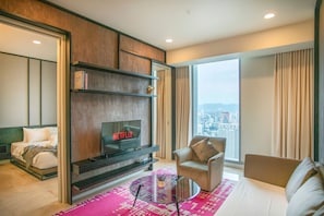 Superior Apartment, 1 Bedroom, Balcony, City View | Living area