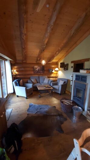 Televisión y chimenea 