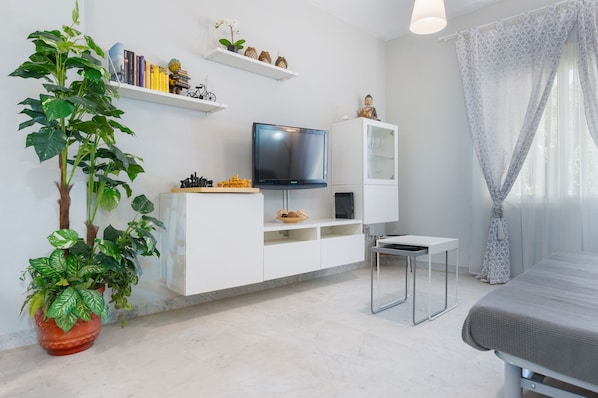 1 slaapkamer, een strijkplank/strijkijzer, wifi, beddengoed