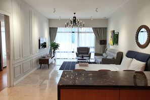 Superior Apartment, 2 Bedrooms, City View | Living area