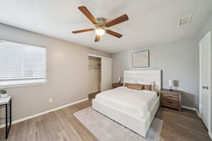 Desk, iron/ironing board, travel cot, free WiFi