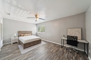 Desk, iron/ironing board, travel cot, free WiFi