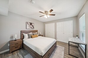 Desk, iron/ironing board, travel cot, free WiFi