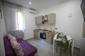 Fridge, oven, stovetop, high chair