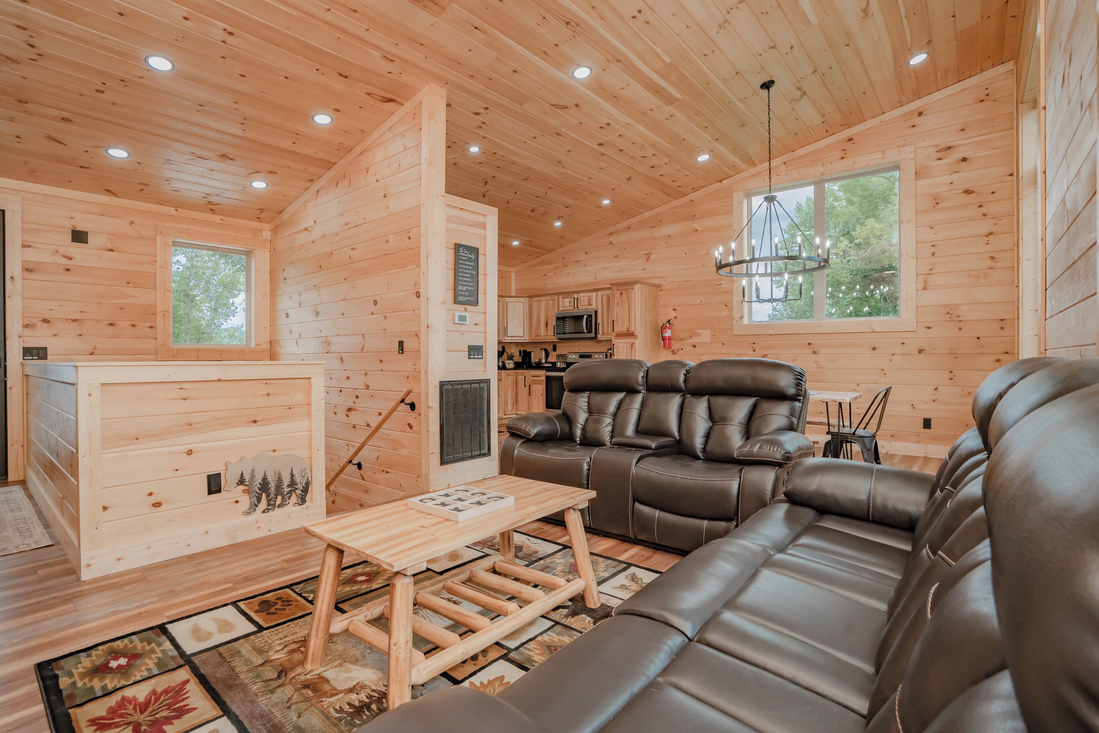 TV, fireplace, video games, foosball