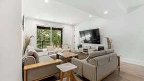 TV, fireplace