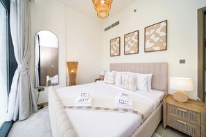 Executive Apartment, Balcony, City View | In-room safe, blackout drapes, soundproofing, iron/ironing board - PVH - Stylish 1BR - Azizi Riviera (Dubai)