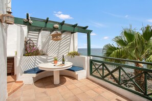 Terrace/patio - Holidays at 'The Beach House Lanzarote' with Sea Views, Private Terrace and Wi-Fi (Tías)