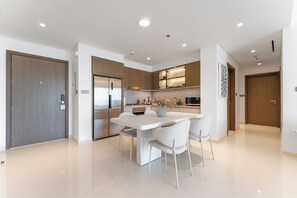 Luxury Apartment, 2 Bedrooms, Non Smoking, Sea View | Private kitchen - Designer 2BR Grand Bleu by Elie Saab (Dubai)