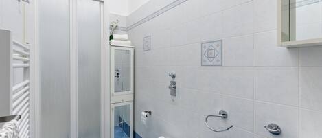 シャワー、ヘアドライヤー、タオル