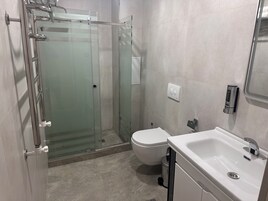 Μπανιέρα, πιστολάκι μαλλιών, παντόφλες, πετσέτες