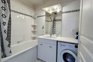 Hair dryer, towels, toilet paper