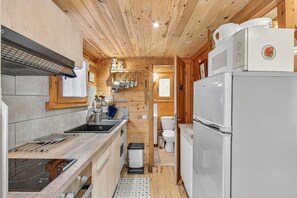 Fridge, microwave, dishwasher, coffee/tea maker - Chalet 'Les Chalets' with Mountain View, Shared Terrace and Private Garden (Méolans-Revel)